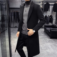 Jesień/zima nowy brytyjski styl stałe średniej długości wełniane dla mężczyzn wełniana kurtka mężczyźni Slim Fit trencz biznes płaszcz mężczyzna S-4XL 2
